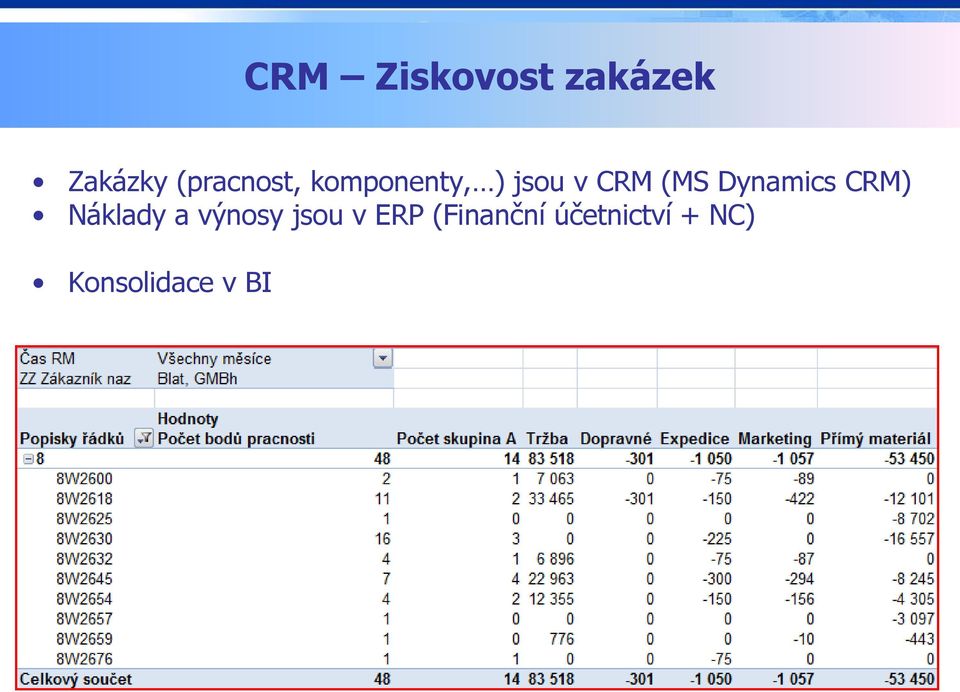 (MS Dynamics CRM) Náklady a výnosy