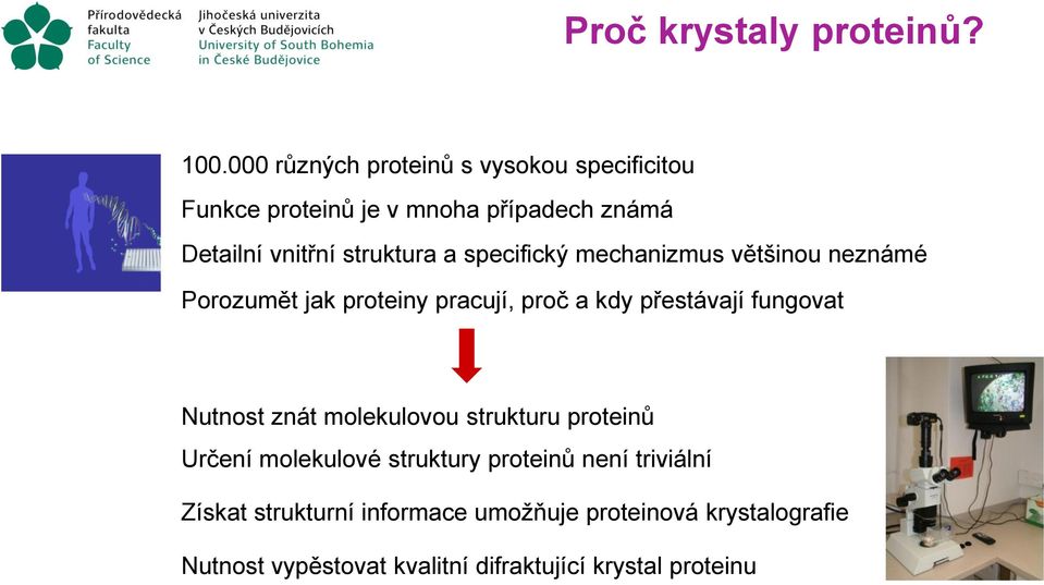 specifický mechanizmus většinou neznámé Porozumět jak proteiny pracují, proč a kdy přestávají fungovat Nutnost znát