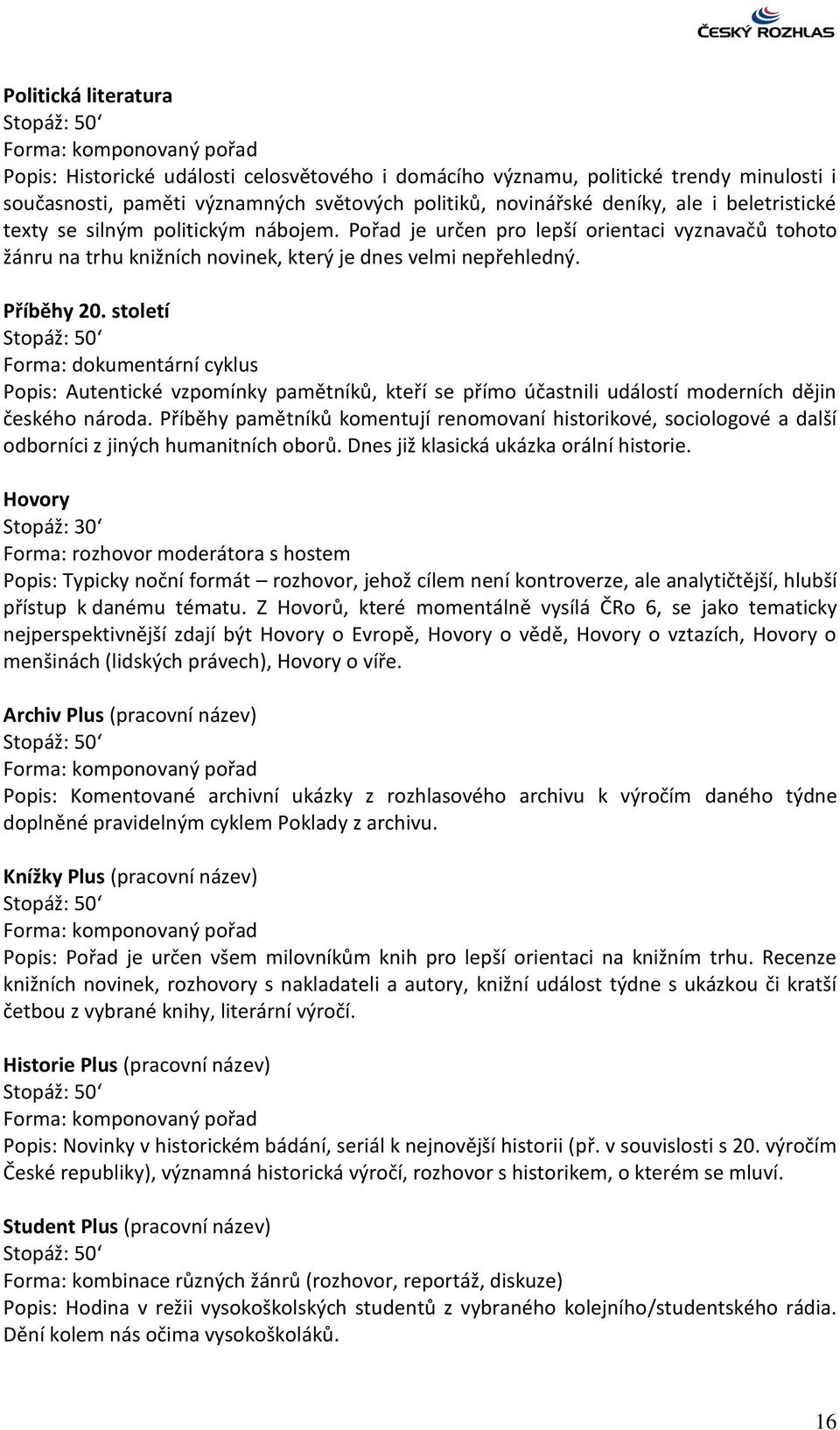 století Forma: dokumentární cyklus Popis: Autentické vzpomínky pamětníků, kteří se přímo účastnili událostí moderních dějin českého národa.