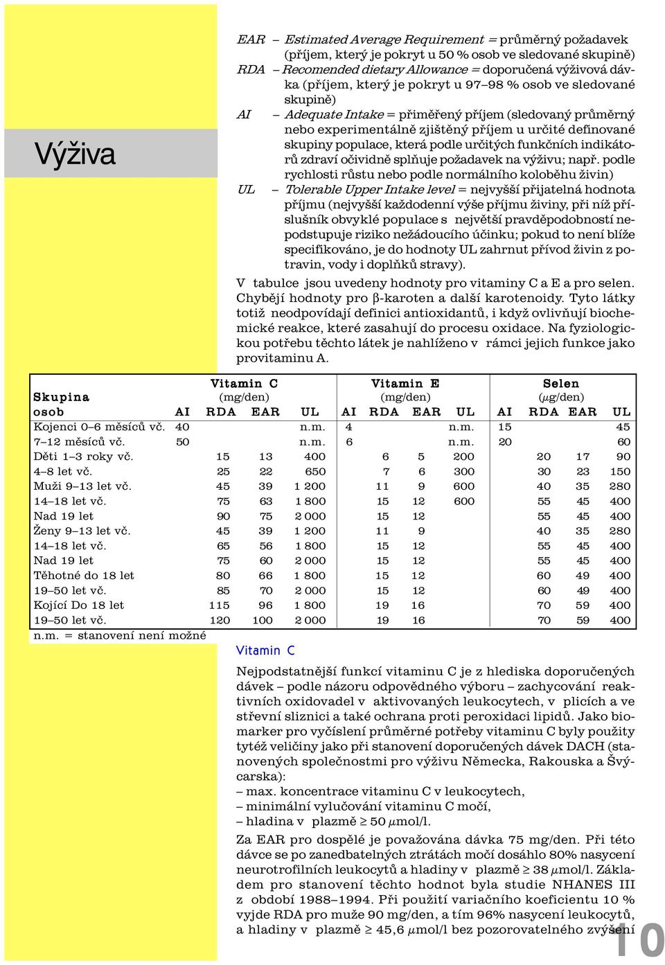 funkèních indikátorù zdraví oèividnì splòuje požadavek na výživu; napø.