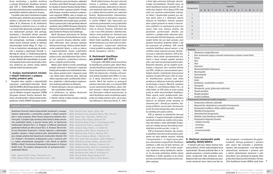 V projektu měla místo i kvalitativní analýza zdravotní péče, především její postupy sběru, redukce a zobrazení dat a ověřování závěrů (Miles, M. B., Huberman, A. M).