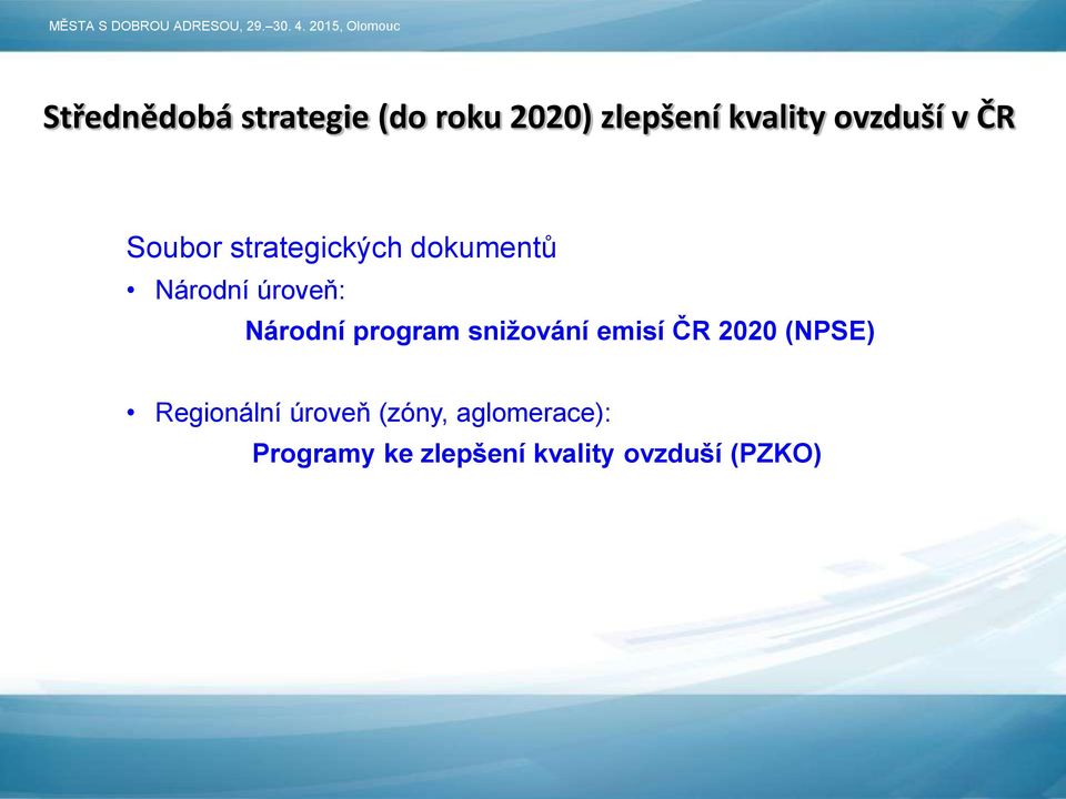 Národní program snižování emisí ČR 2020 (NPSE) Regionální