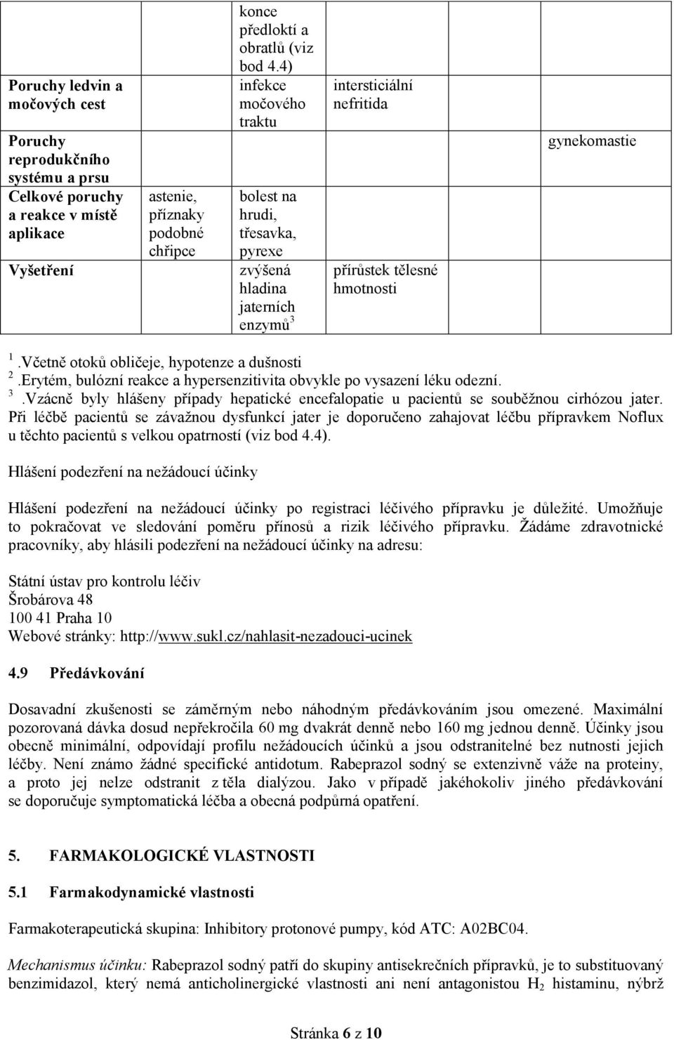 Včetně otoků obličeje, hypotenze a dušnosti 2.Erytém, bulózní reakce a hypersenzitivita obvykle po vysazení léku odezní. 3.