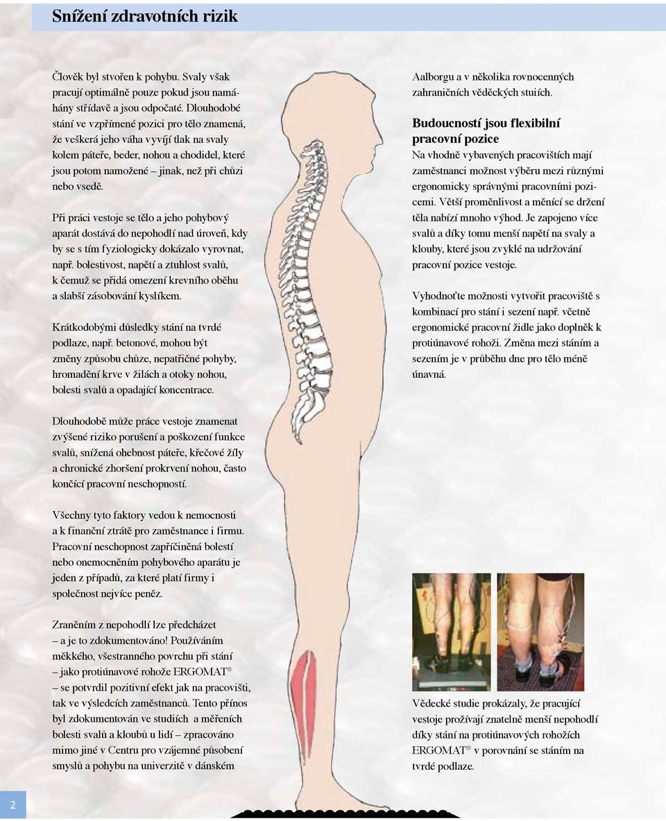 Při práci vestoje se tělo a jeho pohybový aparát dostává do nepohodlí nad úroveň, kdy by se s tím fyziologicky dokázalo vyrovnat, např.