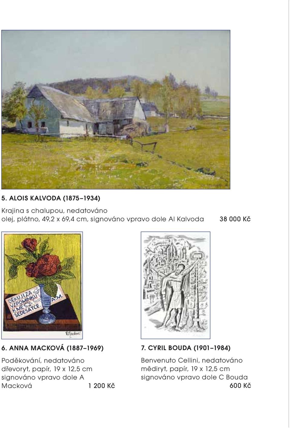 ANNA MACKOVÁ (1887 1969) Poděkování, nedatováno dřevoryt, papír, 19 x 12,5 cm signováno vpravo