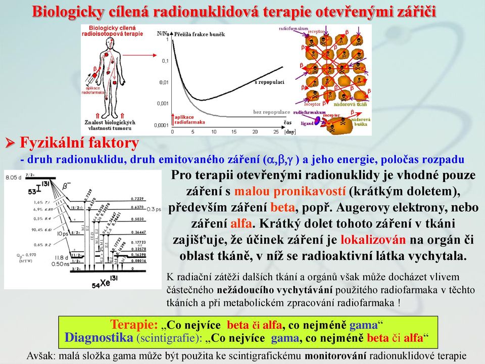 Krátký dolet tohoto záření v tkáni zajišťuje, že účinek záření je lokalizován na orgán či oblast tkáně, v níž se radioaktivní látka vychytala.