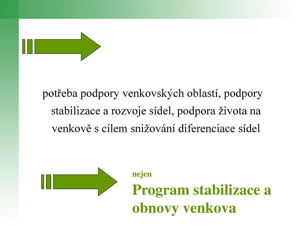 na venkově s cílem snižování diferenciace