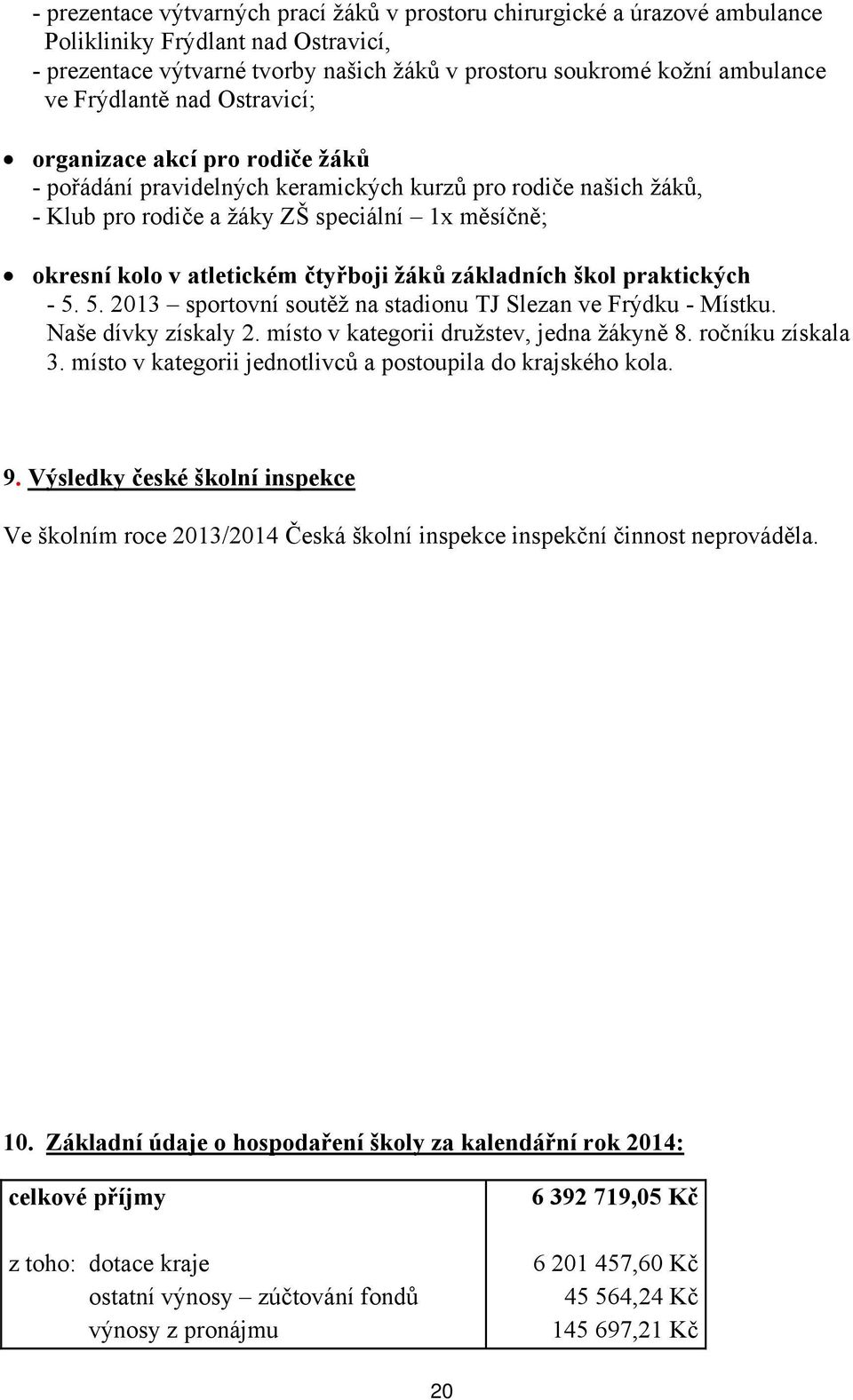 čtyřboji žáků základních škol praktických - 5. 5. 2013 sportovní soutěž na stadionu TJ Slezan ve Frýdku - Místku. Naše dívky získaly 2. místo v kategorii družstev, jedna žákyně 8. ročníku získala 3.