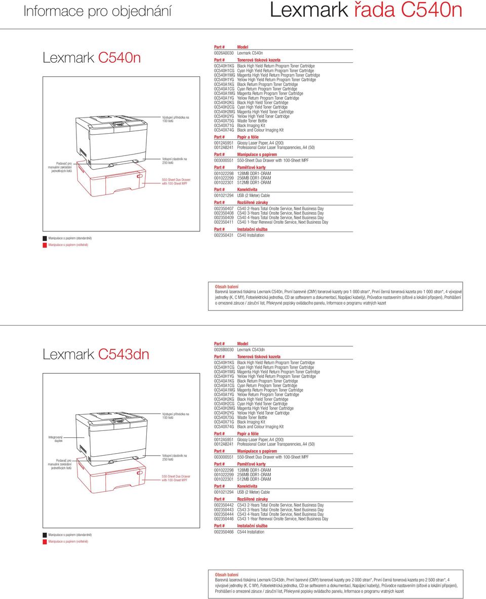 Yield Return Program Toner Cartridge 0C540H1YG Yellow High Yield Return Program Toner Cartridge 0C540A1KG Black Return Program Toner Cartridge 0C540A1CG Cyan Return Program Toner Cartridge 0C540A1MG