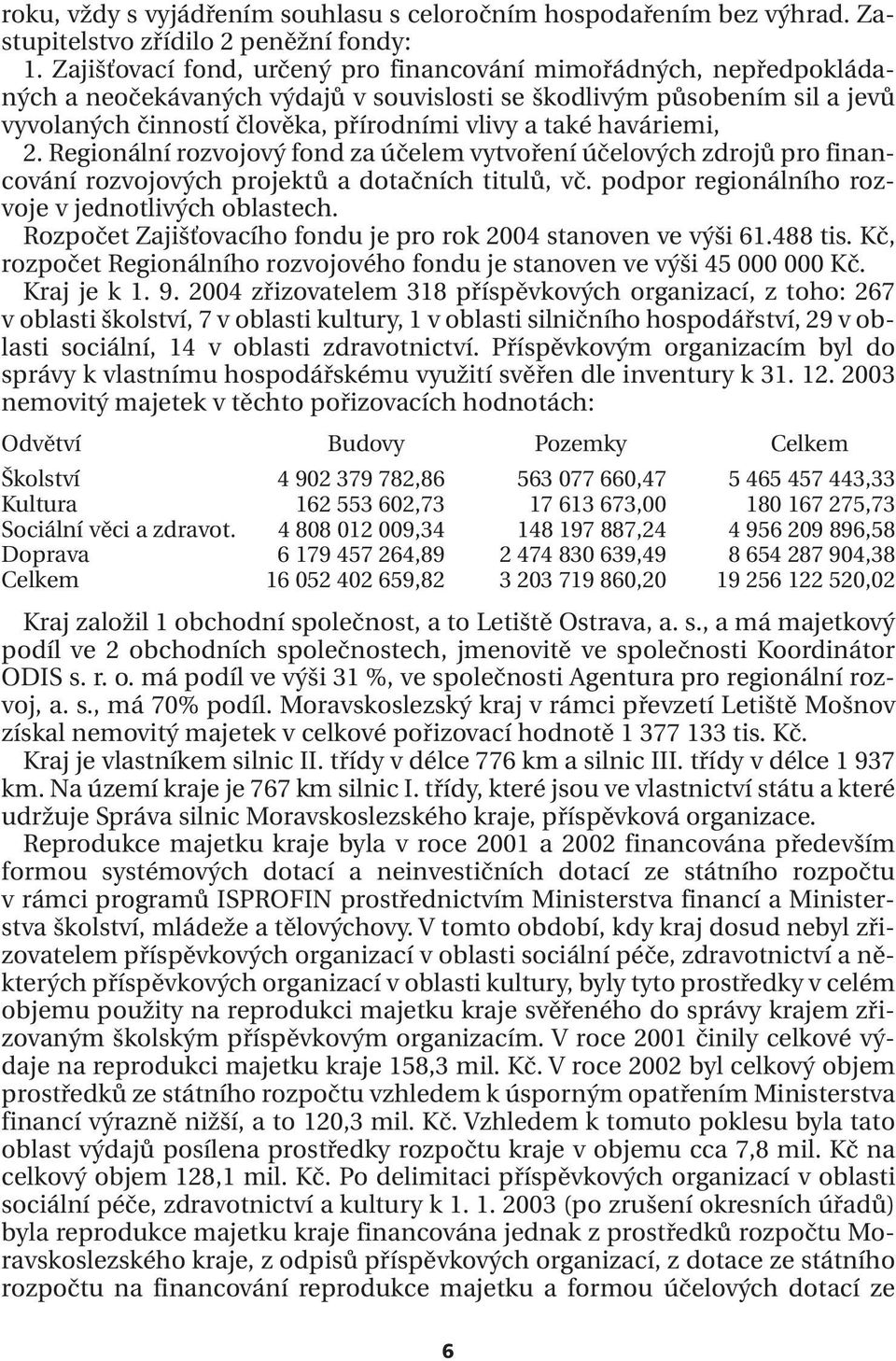 haváriemi, 2. Regionální rozvojový fond za účelem vytvoření účelových zdrojů pro financování rozvojových projektů a dotačních titulů, vč. podpor regionálního rozvoje v jednotlivých oblastech.