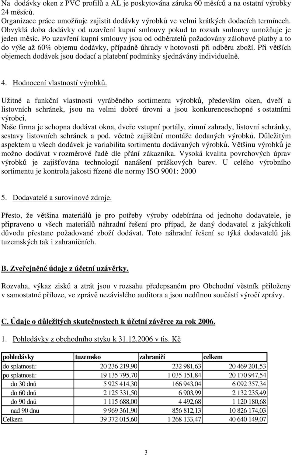 Po uzavření kupní smlouvy jsou od odběratelů požadovány zálohové platby a to do výše až 60% objemu dodávky, případně úhrady v hotovosti při odběru zboží.