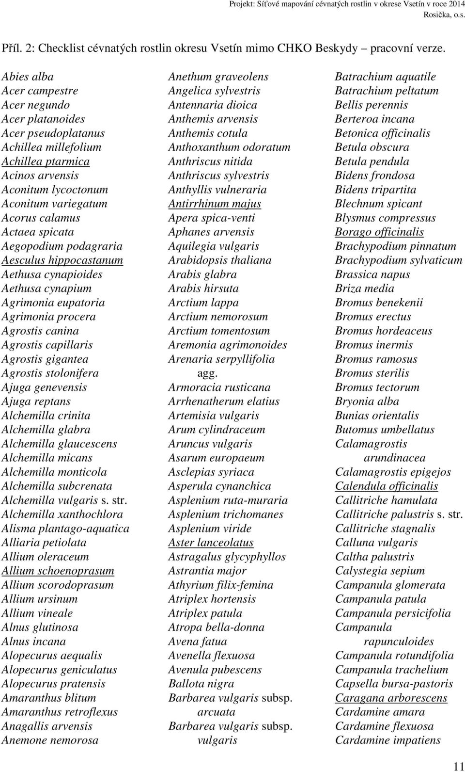 spicata Aegopodium podagraria Aesculus hippocastanum Aethusa cynapioides Aethusa cynapium Agrimonia eupatoria Agrimonia procera Agrostis canina Agrostis capillaris Agrostis gigantea Agrostis