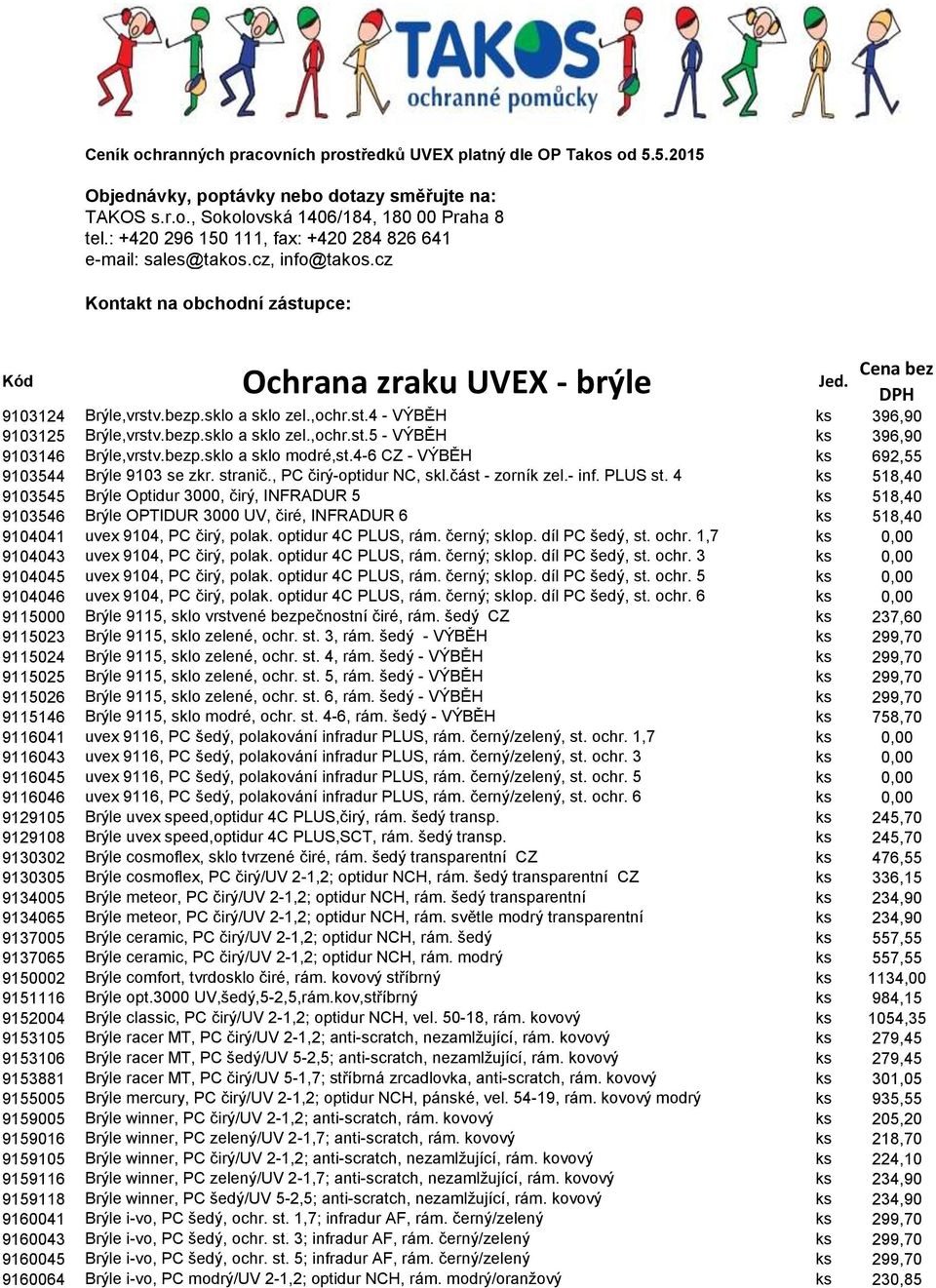 bezp.sklo a sklo zel.,ochr.st.5 - VÝBĚH ks 396,90 9103146 Brýle,vrstv.bezp.sklo a sklo modré,st.4-6 CZ - VÝBĚH ks 692,55 9103544 Brýle 9103 se zkr. stranič., PC čirý-optidur NC, skl.část - zorník zel.