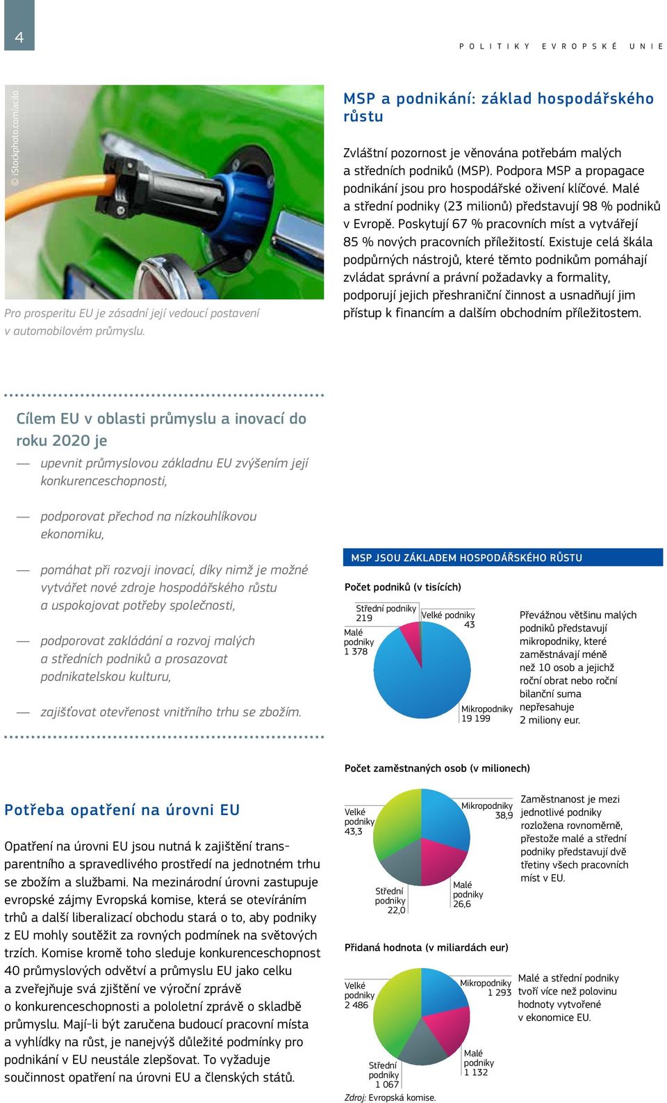 Malé a střední podniky (23 milionů) představují 98 % podniků v Evropě. Poskytují 67 % pracovních míst a vytvářejí 85 % nových pracovních příležitostí.