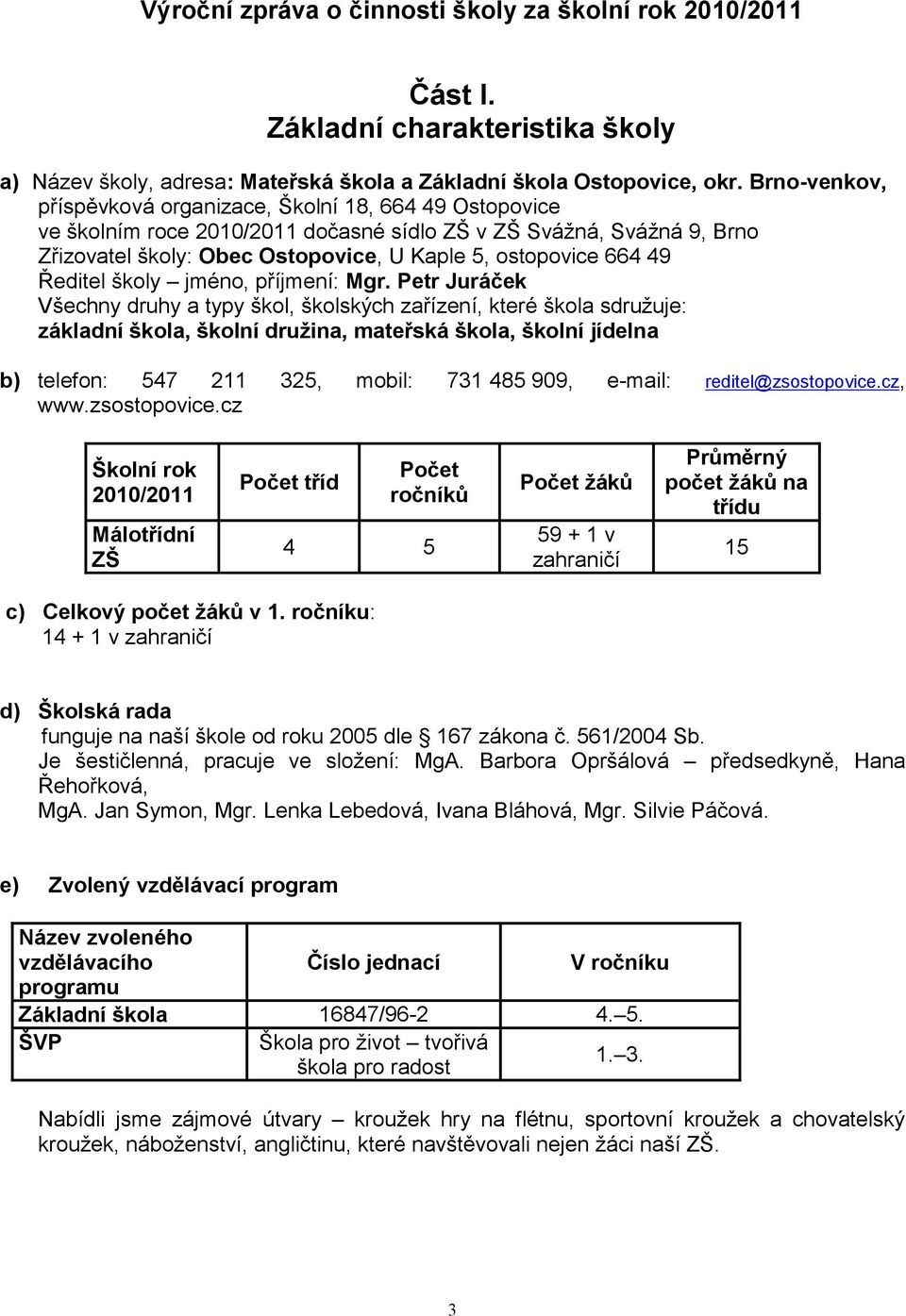 49 Ředitel školy jméno, příjmení: Mgr.