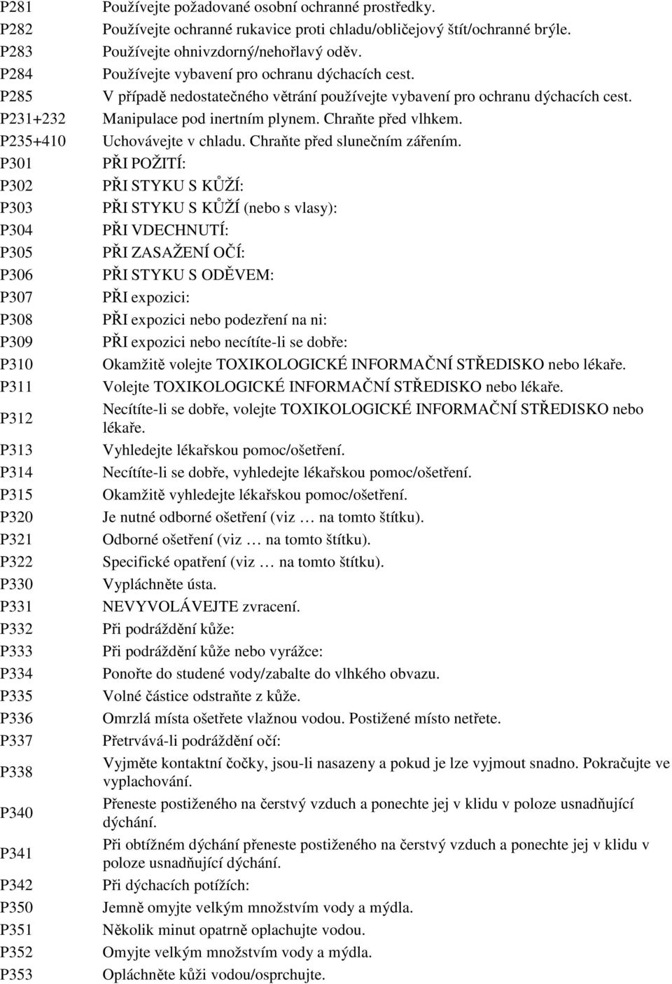 P235+410 Uchovávejte v chladu. Chraňte před slunečním zářením.