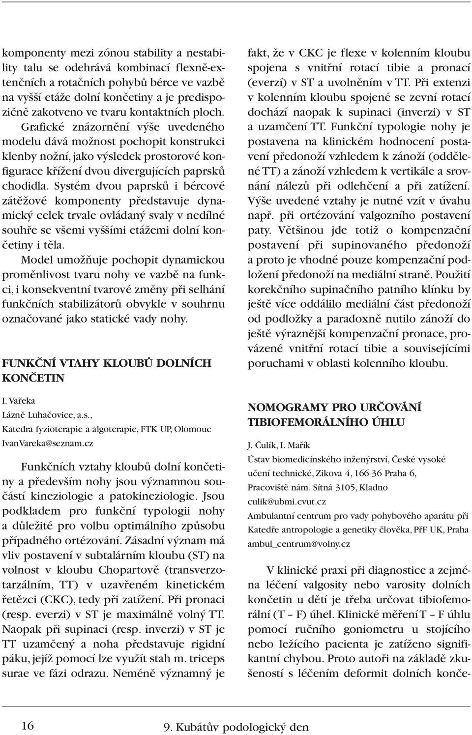 Systém dvou paprskû i bércové zátûïové komponenty pfiedstavuje dynamick celek trvale ovládan svaly v nedílné souhfie se v emi vy ími etáïemi dolní konãetiny i tûla.