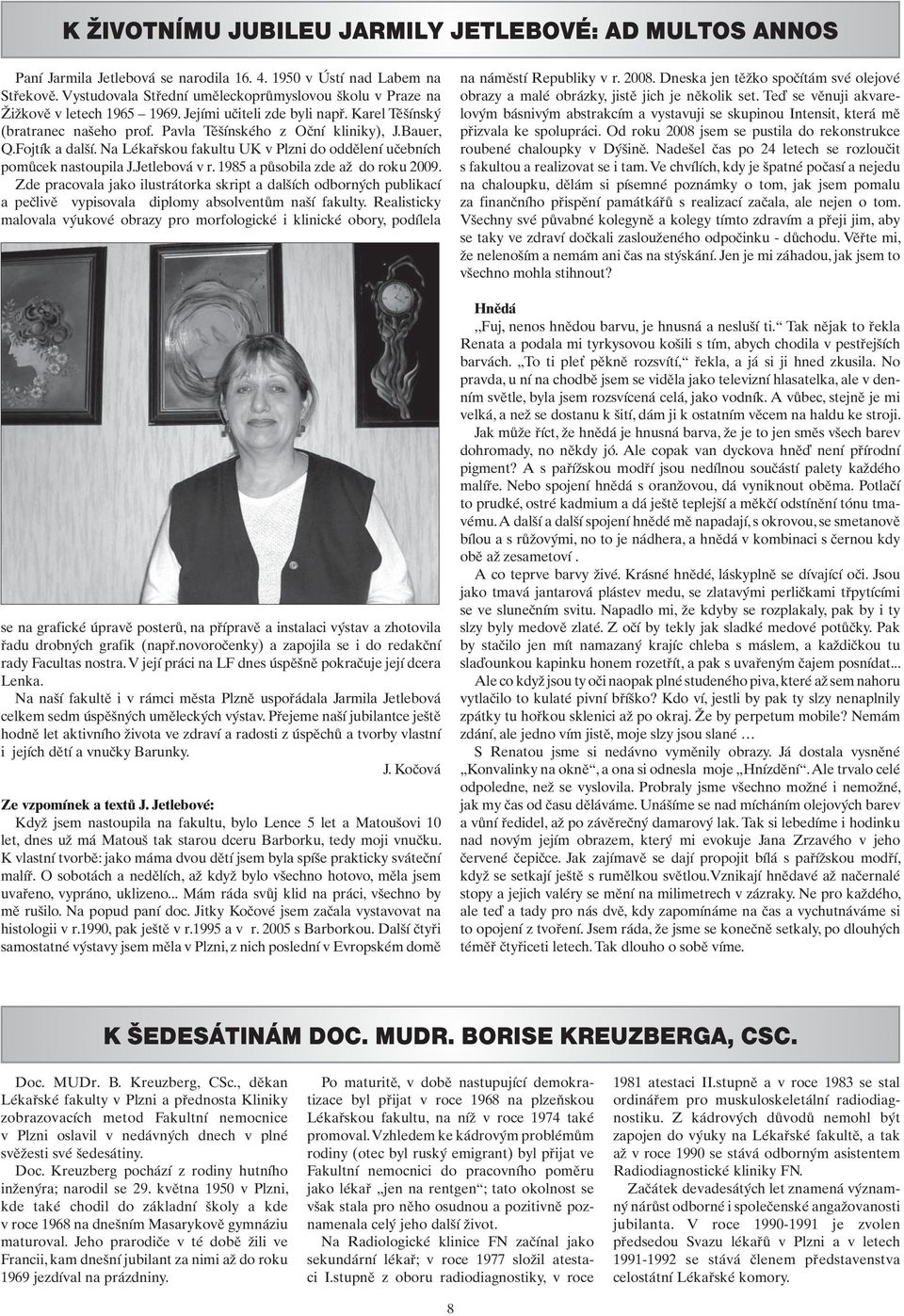 Fojtík a další. Na Lékařskou fakultu UK v Plzni do oddělení učebních pomůcek nastoupila J.Jetlebová v r. 1985 a působila zde až do roku 2009.