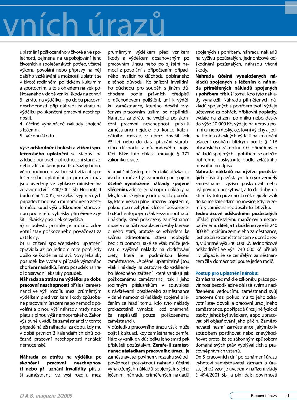 náhrada za ztrátu na výdělku po skončení pracovní neschopnosti), 4. účelně vynaložené náklady spojené s léčením, 5. věcnou škodu.