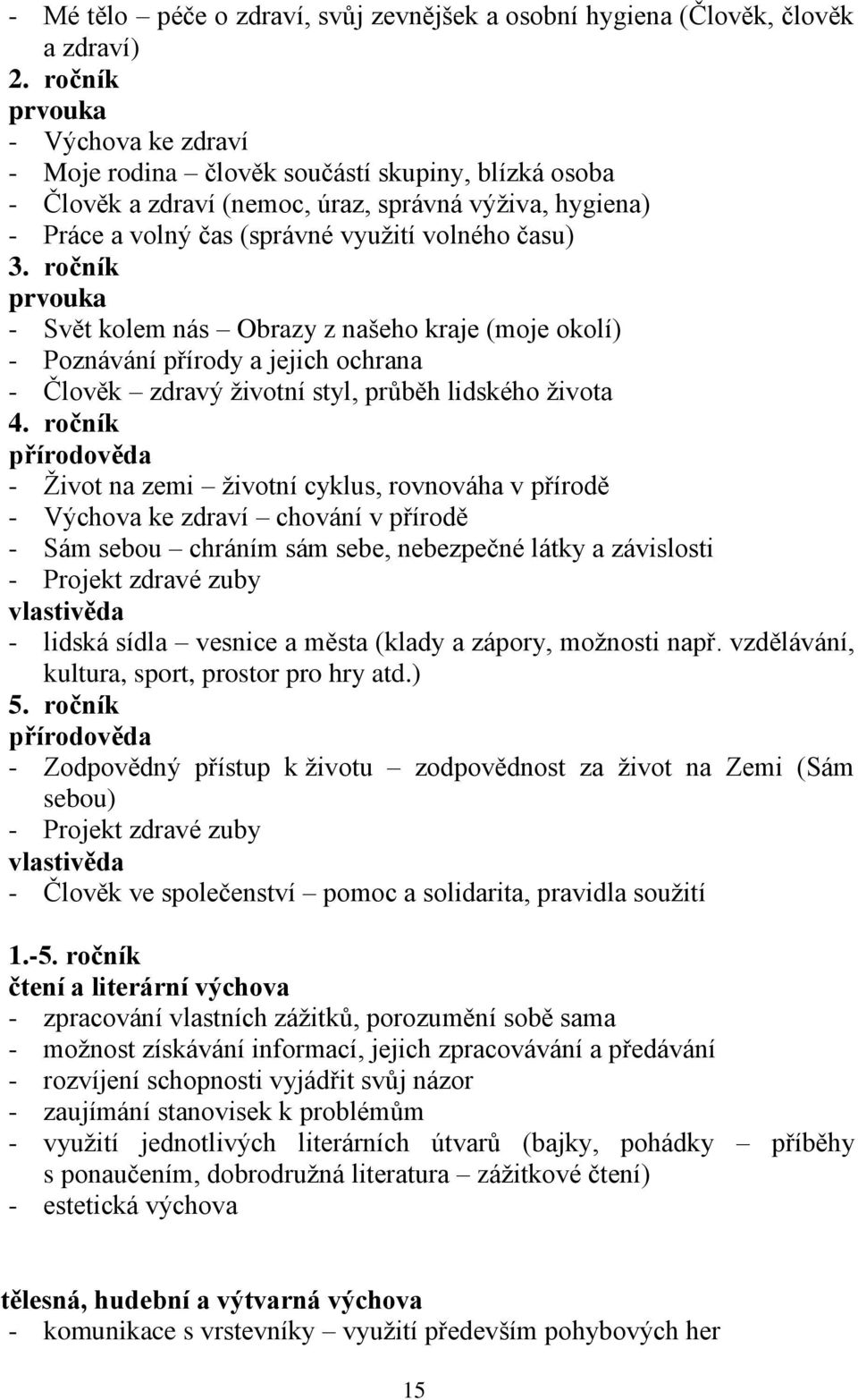 ročník prvouka - Svět kolem nás Obrazy z našeho kraje (moje okolí) - Poznávání přírody a jejich ochrana - Člověk zdravý životní styl, průběh lidského života 4.