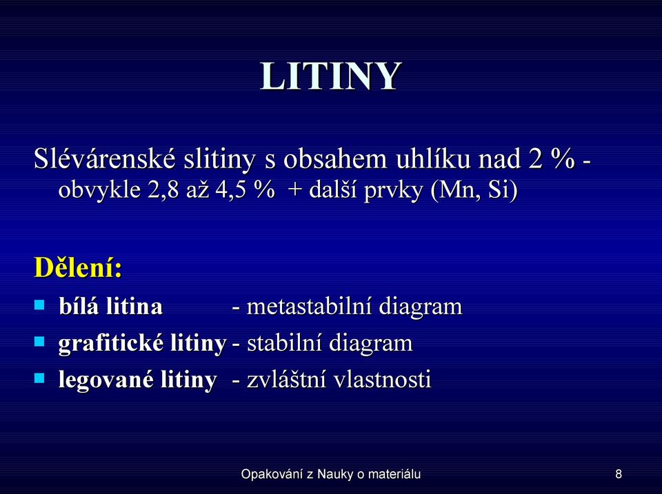 bílá litina - metastabilní diagram grafitické litiny