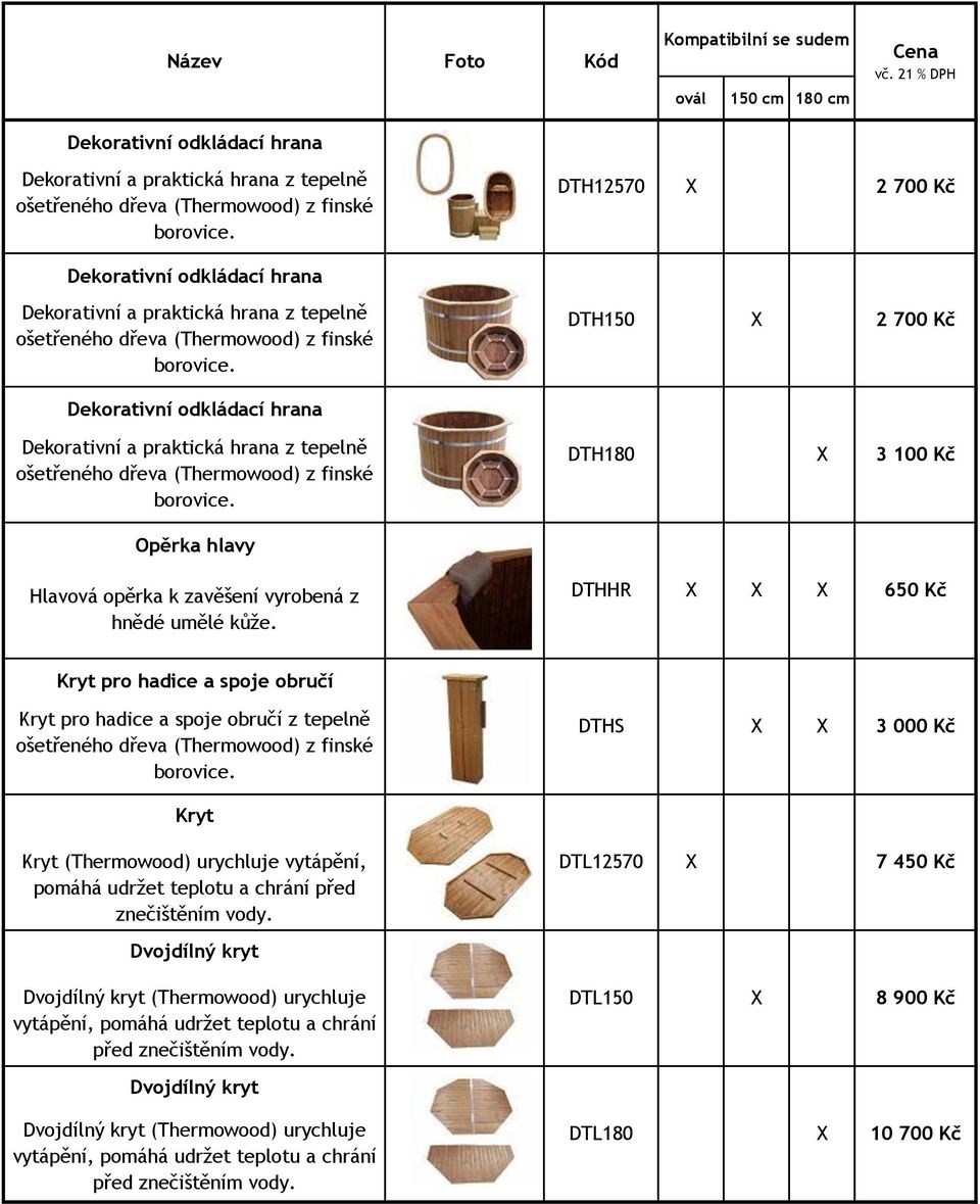 DTH150 2 700 Kč Dekorativní odkládací hrana Dekorativní a praktická hrana z tepelně ošetřeného dřeva (Thermowood) z finské borovice.