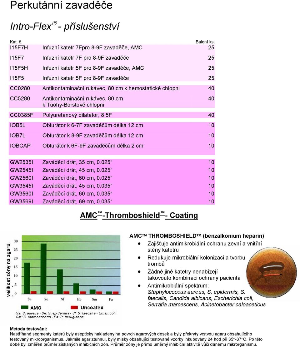 Antikontaminační rukávec, 80 cm k hemostatické chlopni 40 CC5280 Antikontaminační rukávec, 80 cm 40 k Tuohy-Borstově chlopni CC0385F Polyuretanový dilatátor, 8.