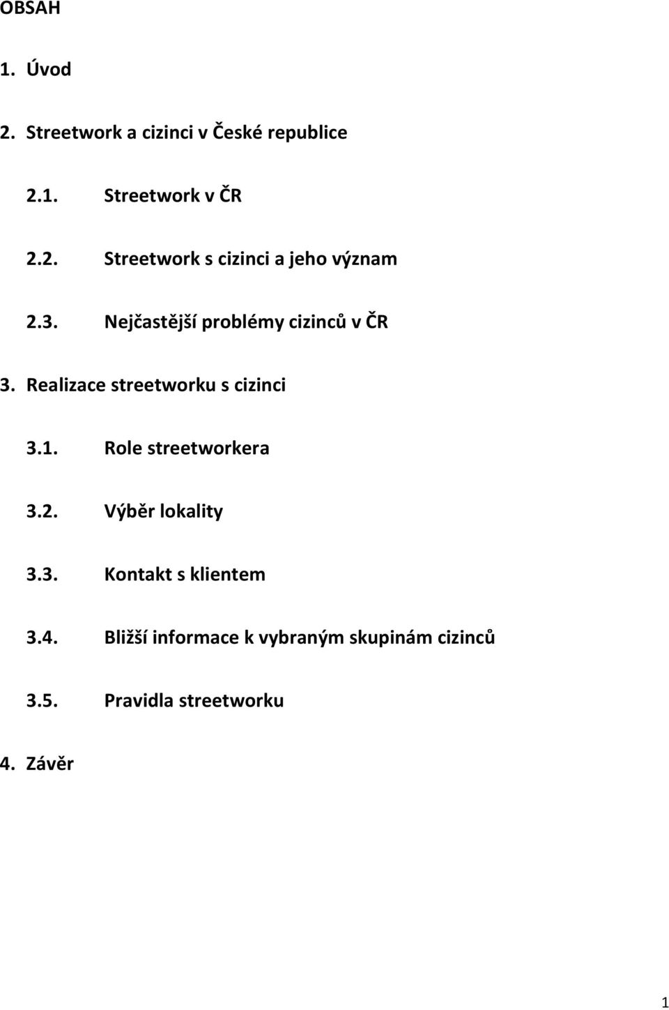 Role streetworkera 3.2. Výběr lokality 3.3. Kontakt s klientem 3.4.