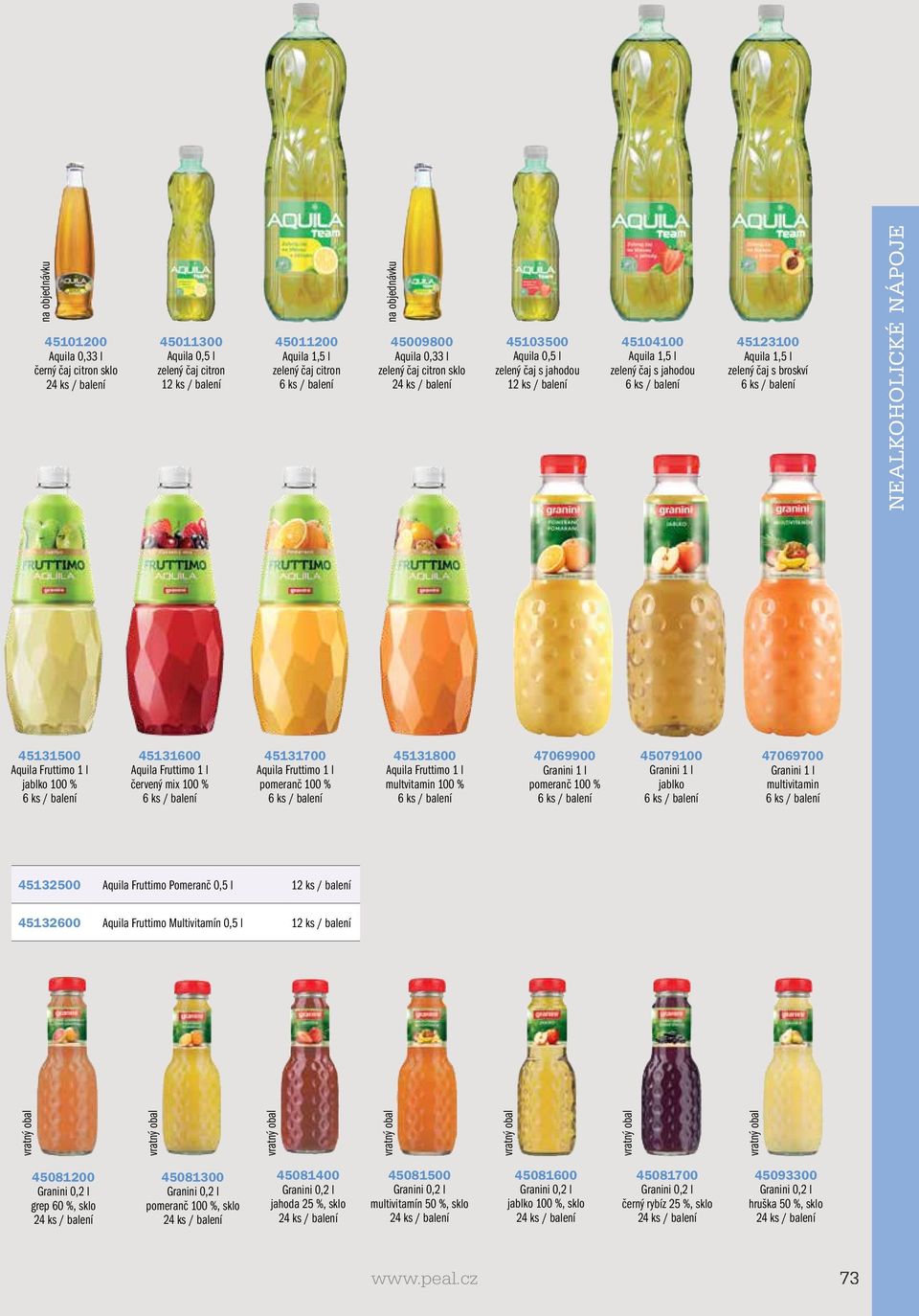 Fruttimo 1 l červený mix 100 % 45131700 Aquila Fruttimo 1 l pomeranč 100 % 45131800 Aquila Fruttimo 1 l multvitamin 100 % 47069900 Granini 1 l pomeranč 100 % 45079100 Granini 1 l jablko 47069700