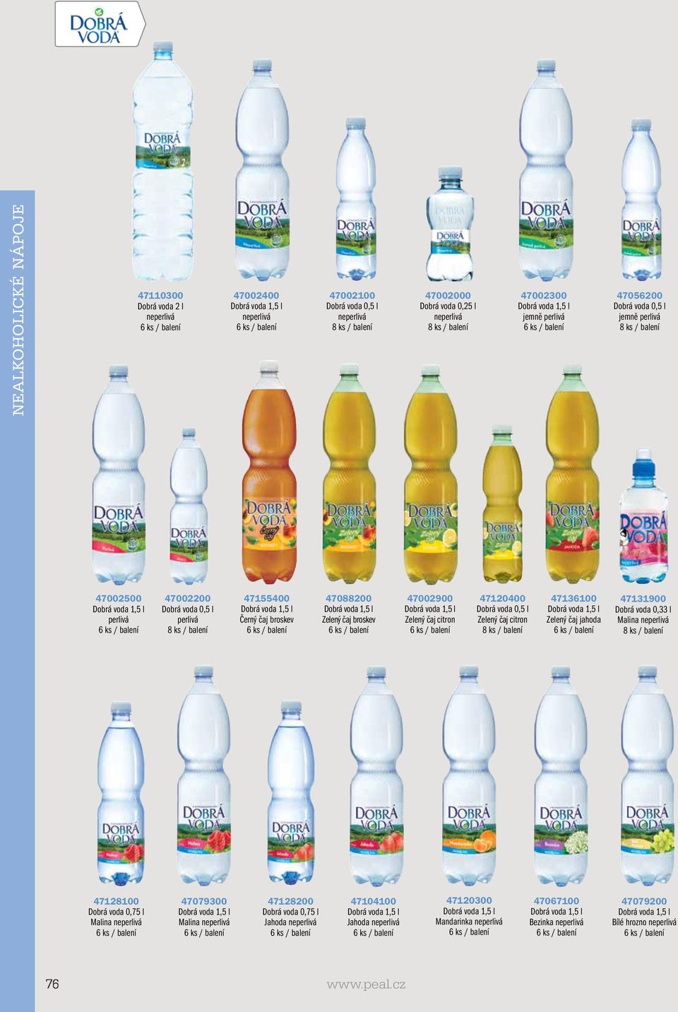 voda 0,5 l Zelený čaj citron 47136100 Zelený čaj jahoda 47131900 Dobrá voda 0,33 l Malina neperlivá 47128100 Dobrá voda 0,75 l Malina neperlivá 47079300 Malina neperlivá