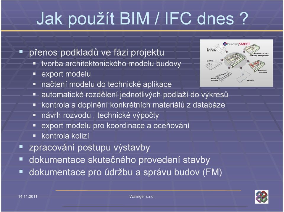 aplikace automatické rozdělení jednotlivých podlaží do výkresů kontrola a doplnění konkrétních materiálů z