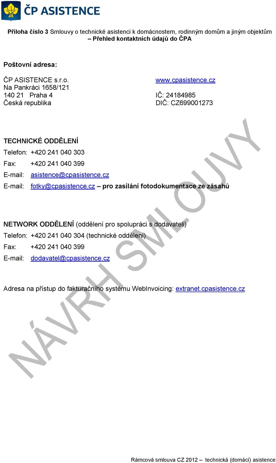 cz Na Pankráci 1658/121 140 21 Praha 4 IČ: 24184985 Česká republika DIČ: CZ699001273 TECHNICKÉ ODDĚLENÍ Telefon: +420 241 040 303 Fax: +420 241 040 399 E-mail: