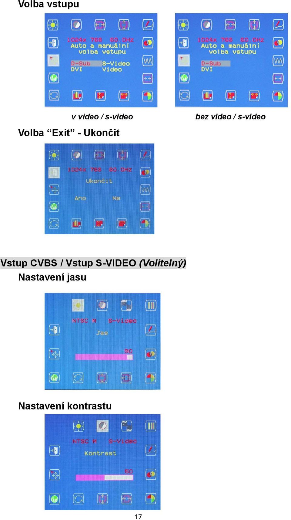 Vstup CVBS / Vstup S-VIDEO