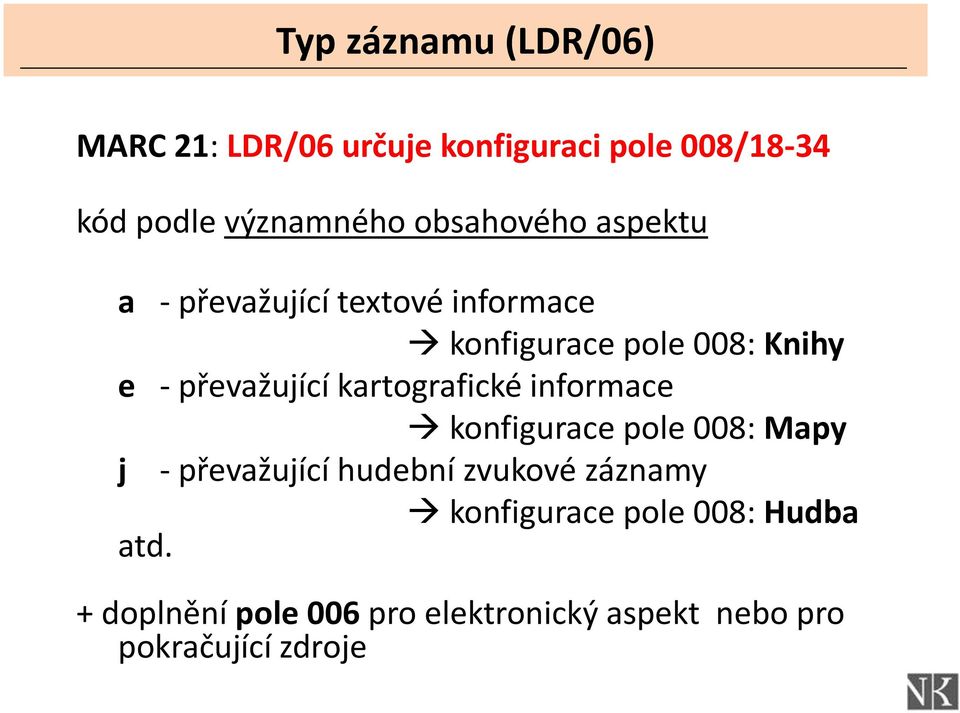 převažující kartografické informace konfigurace pole 008: Mapy j - převažující hudební zvukové