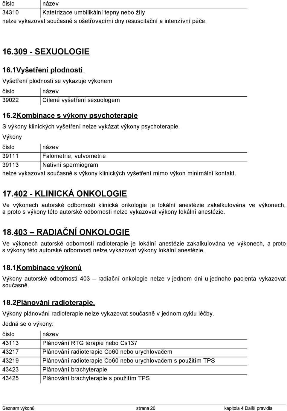 39111 Falometrie, vulvometrie 39113 Nativní spermiogram nelze vykazovat současně s výkony klinických vyšetření mimo výkon minimální kontakt. 17.