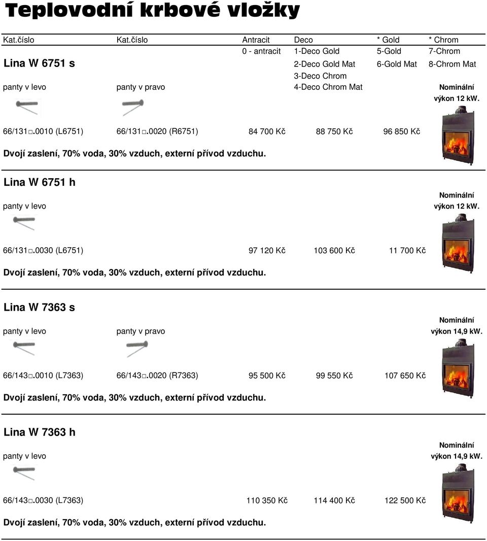 0030 (L6751) 97 120 Kč 103 600 Kč 11 700 Kč Dvojí zaslení, 70% voda, 30% vzduch, externí přívod vzduchu. Lina W 7363 s panty v levo panty v pravo výkon 14,9 kw. 66/143.
