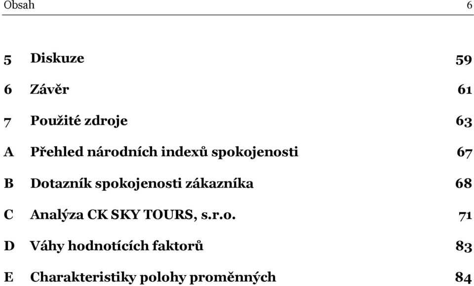 spokojenosti zákazníka 68 C Analýza CK SKY TOURS, s.r.o.