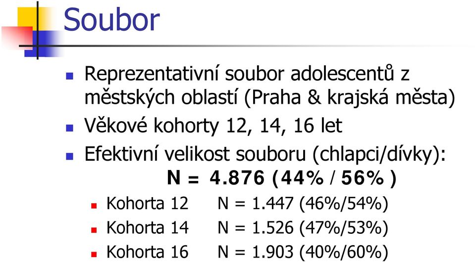 velikost souboru (chlapci/dívky): N = 4.