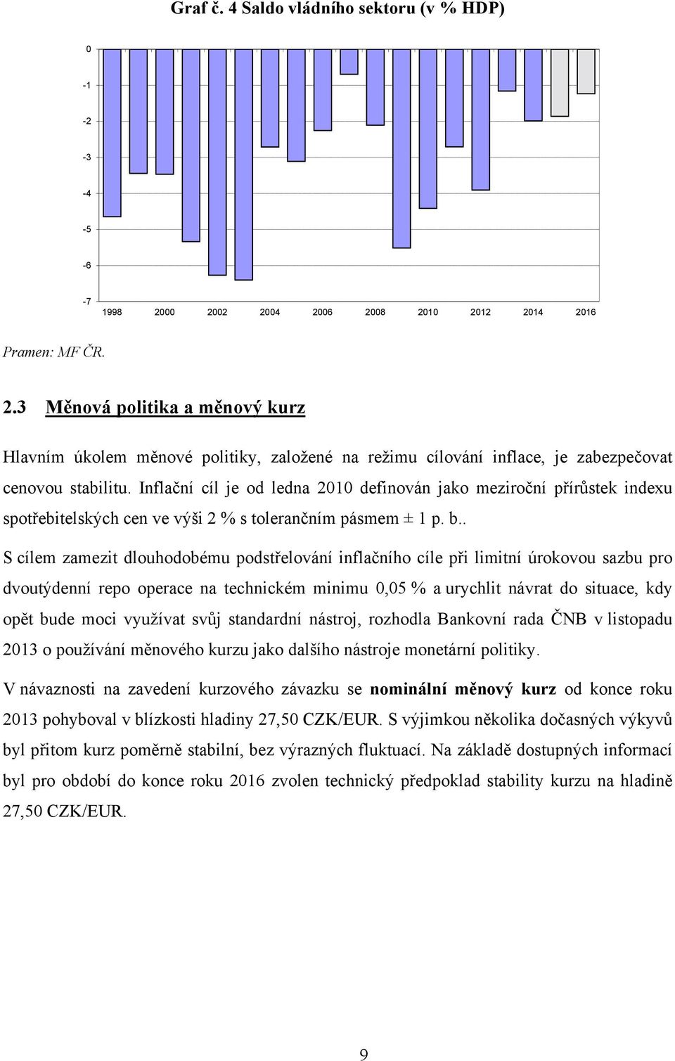 Inflační cíl je od ledna 2010 definován jako meziroční přírůstek indexu spotřebitelských cen ve výši 2 % s tolerančním pásmem ± 1 p. b.