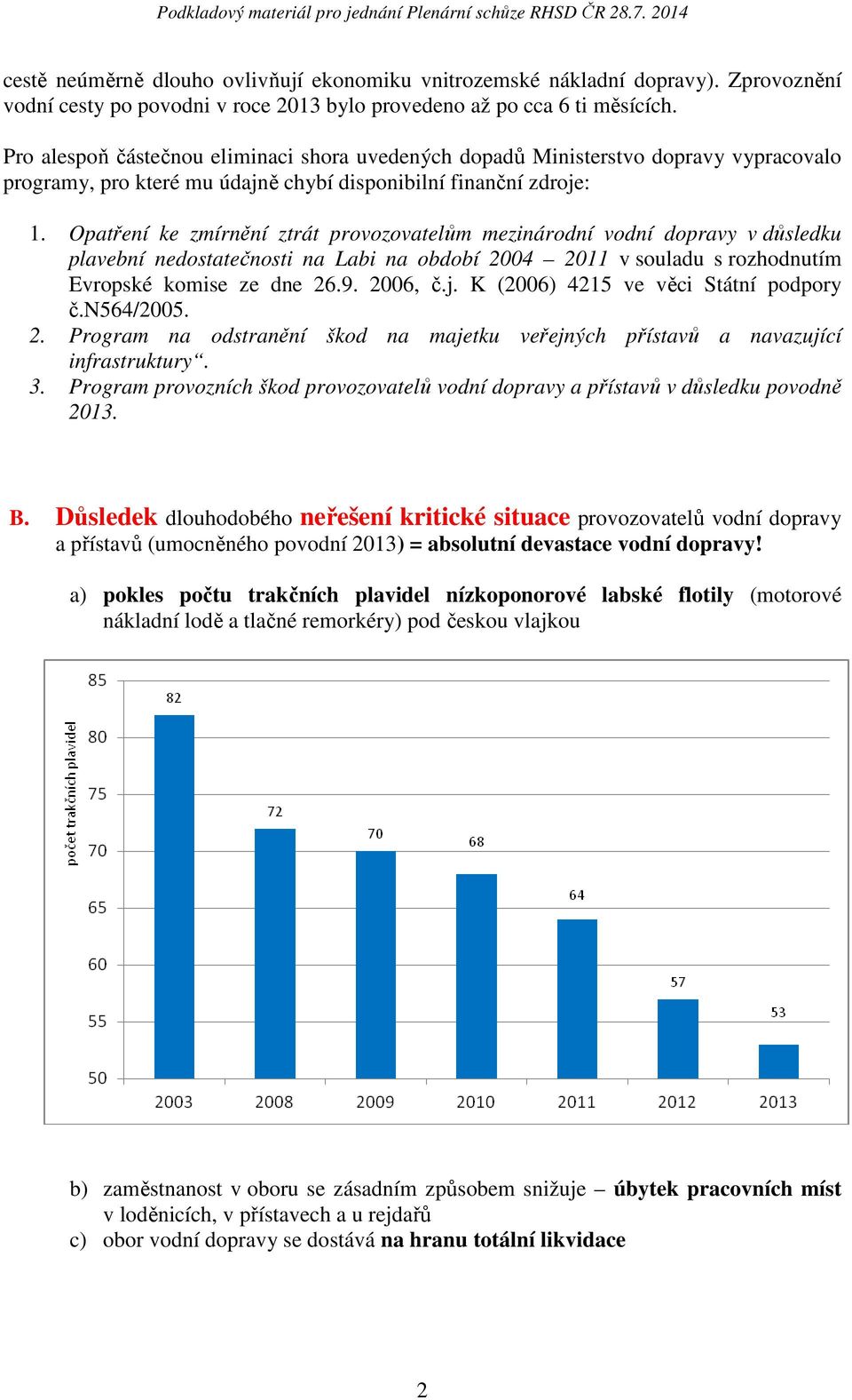 Pro alespoň částečnou eliminaci shora uvedených dopadů Ministerstvo dopravy vypracovalo programy, pro které mu údajně chybí disponibilní finanční zdroje: 1.