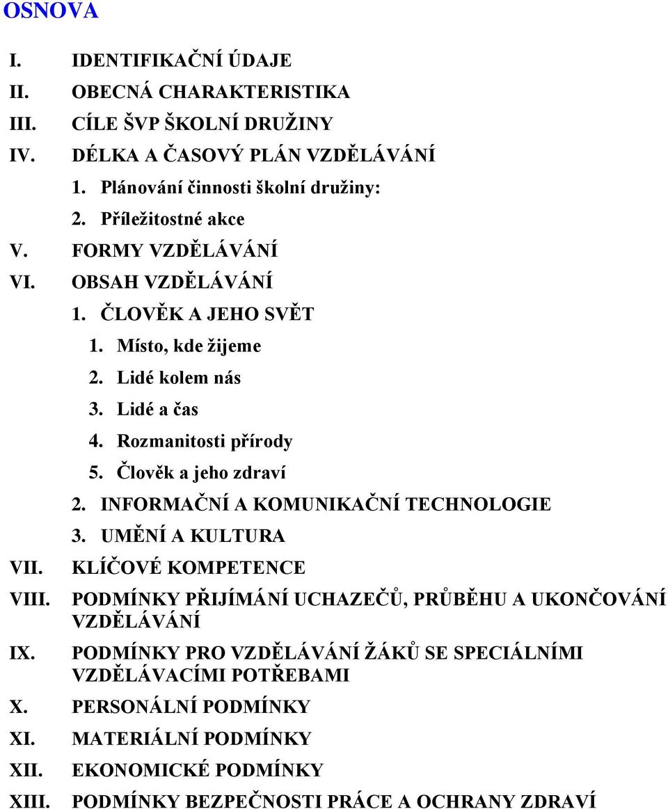 Rozmanitosti přírody 5. Člověk a jeho zdraví 2. INFORMAČNÍ A KOMUNIKAČNÍ TECHNOLOGIE 3.