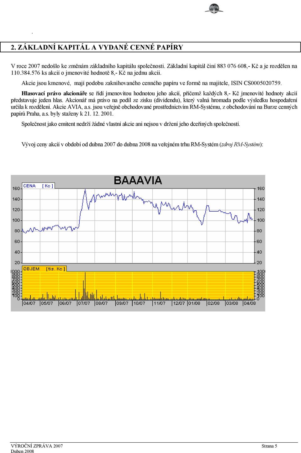 Hlasovací právo akcionáře se řídí jmenovitou hodnotou jeho akcií, přičemž každých 8,- Kč jmenovité hodnoty akcií představuje jeden hlas.