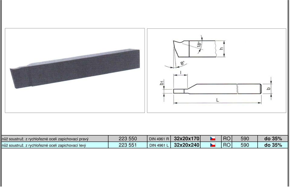 DIN 4961 R 32x20x170 RO 590 do 35%  z