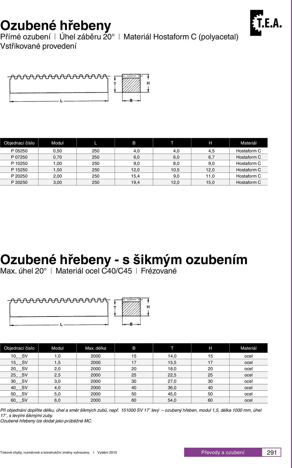 - s šikmým ozubením Max. úhel 20 Materiál ocel C40/C45 Frézované Modul Max.