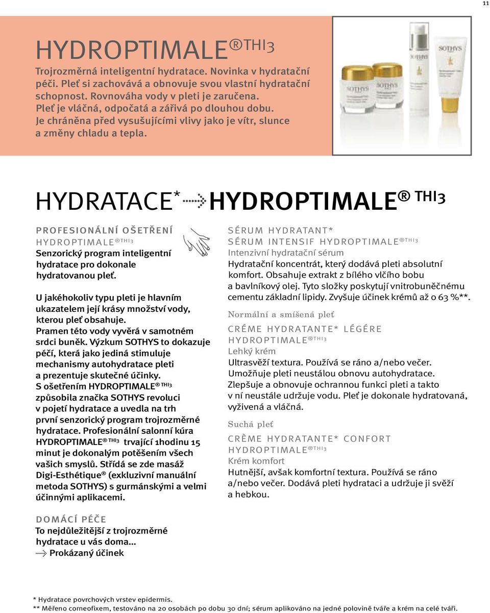 HyDRATACE * HYDROPTIMALE THI3 PROFESIONÁLNÍ OŠETŘENÍ HyDROPTIMALE THI3 Senzorický program inteligentní hydratace pro dokonale hydratovanou pleť.