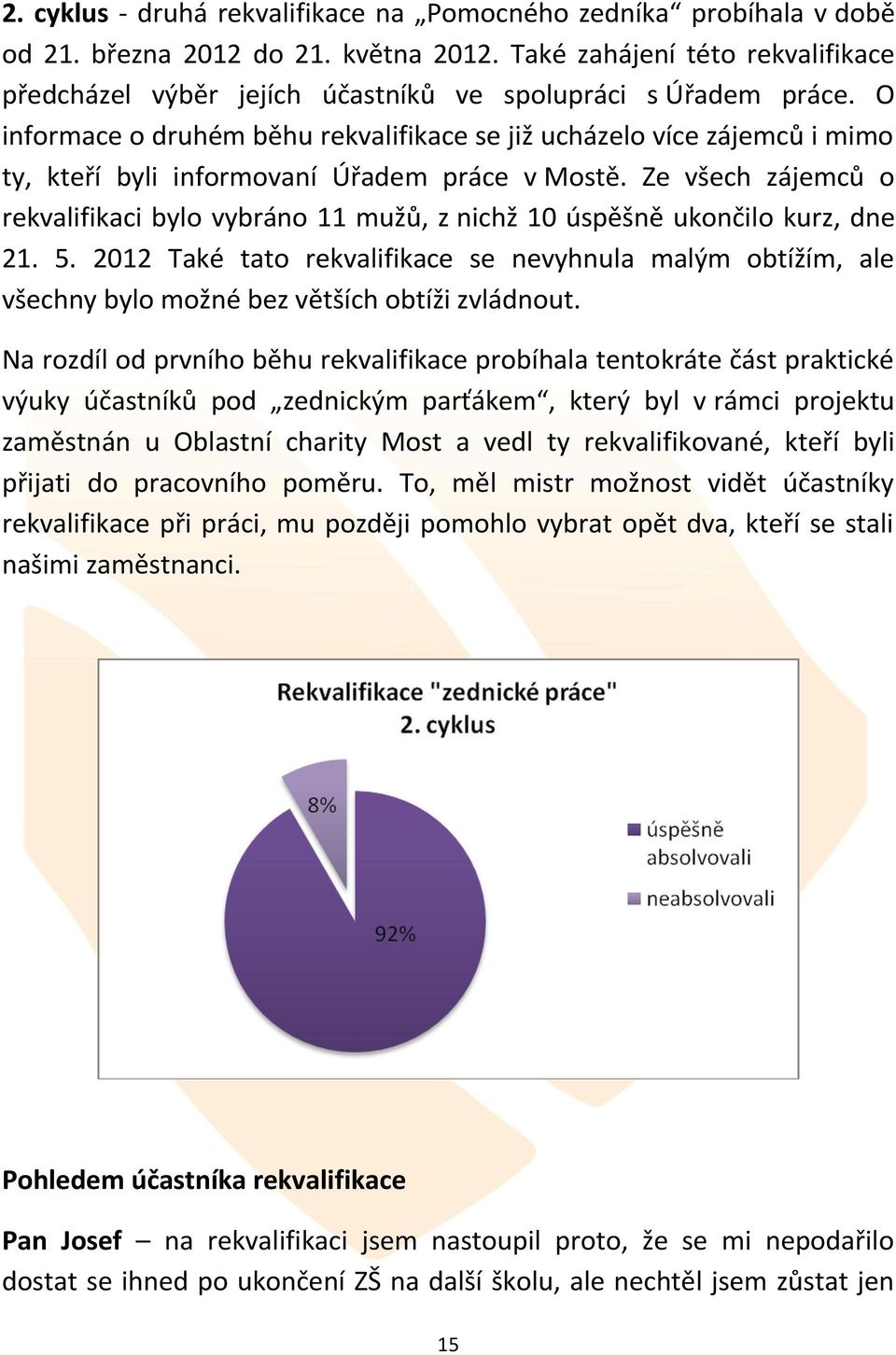 O informace o druhém běhu rekvalifikace se již ucházelo více zájemců i mimo ty, kteří byli informovaní Úřadem práce v Mostě.