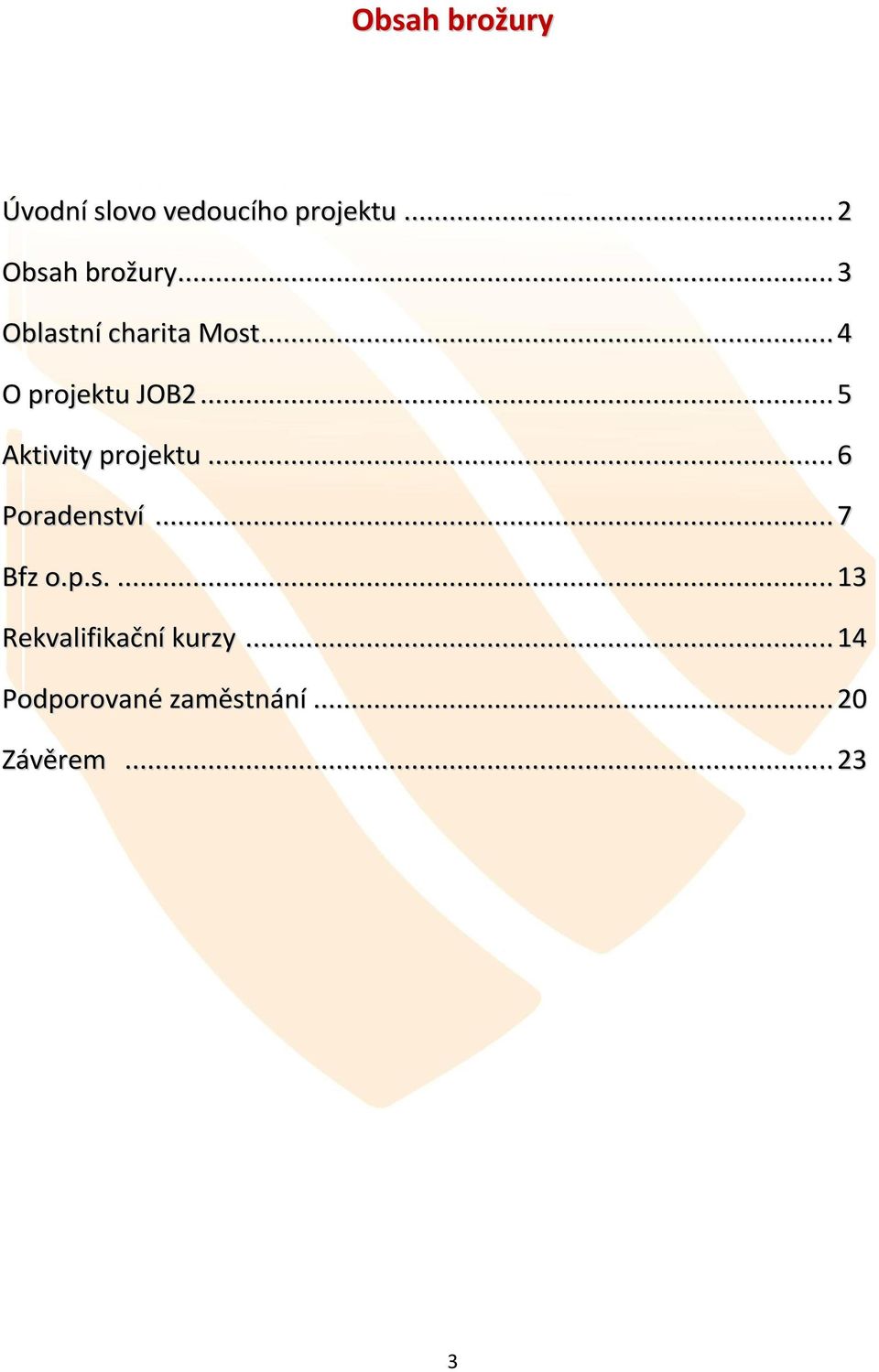 .. 4 O projektu JOB2... 5 Aktivity projektu... 6 Poradenství.