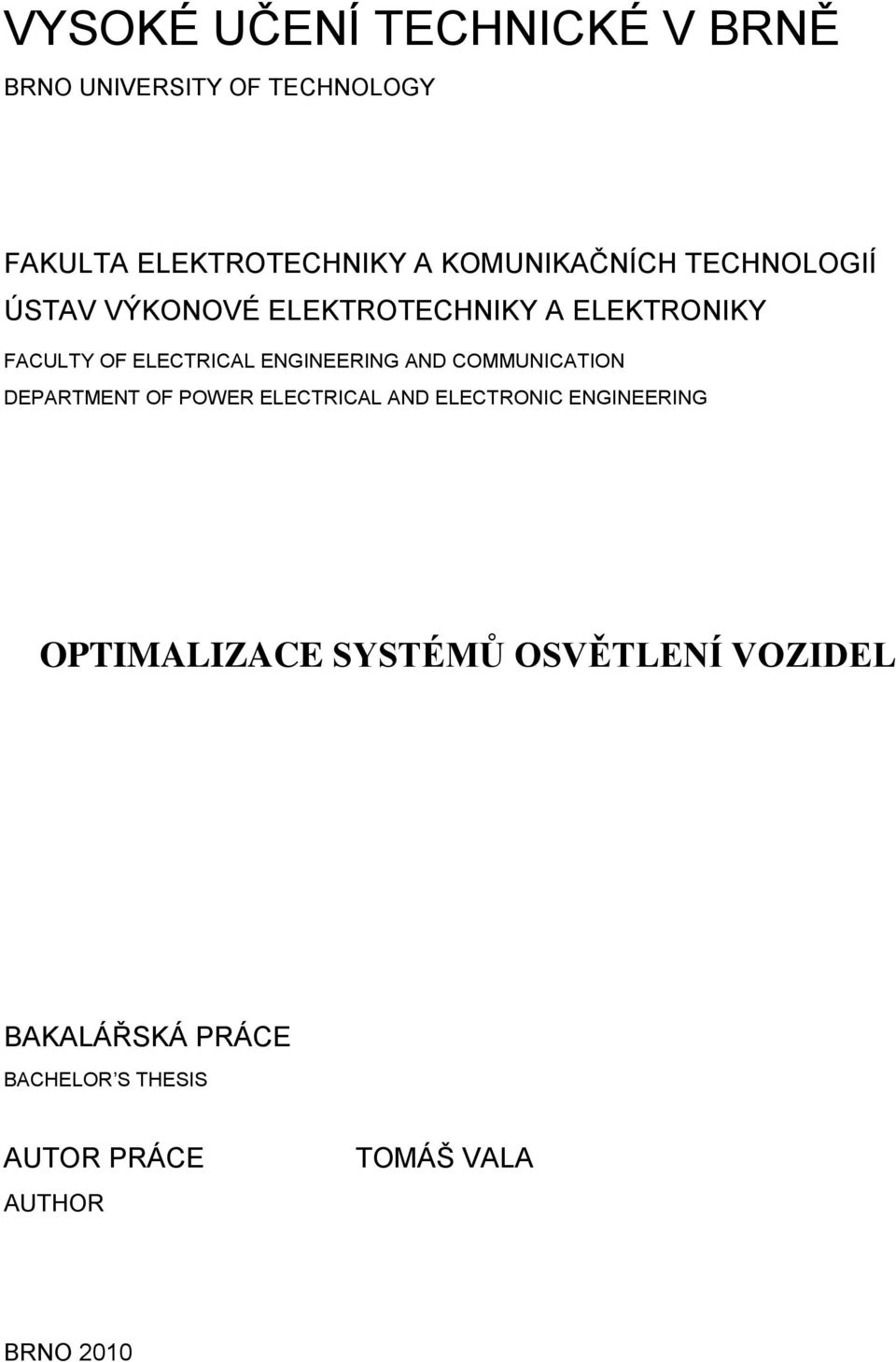 ENGINEERING AND COMMUNICATION DEPARTMENT OF POWER ELECTRICAL AND ELECTRONIC ENGINEERING