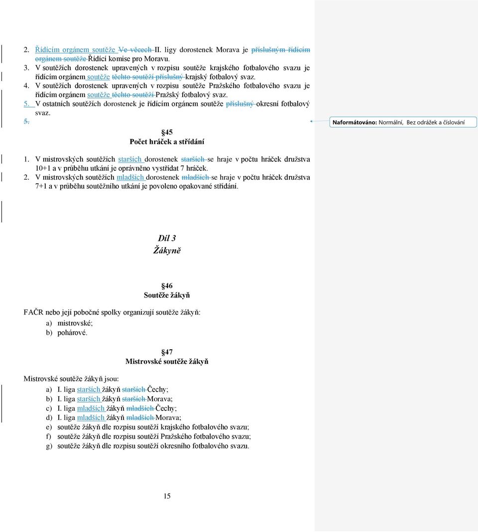 V soutěžích dorostenek upravených v rozpisu soutěže Pražského fotbalového svazu je řídícím orgánem soutěže těchto soutěží Pražský fotbalový svaz. 5.