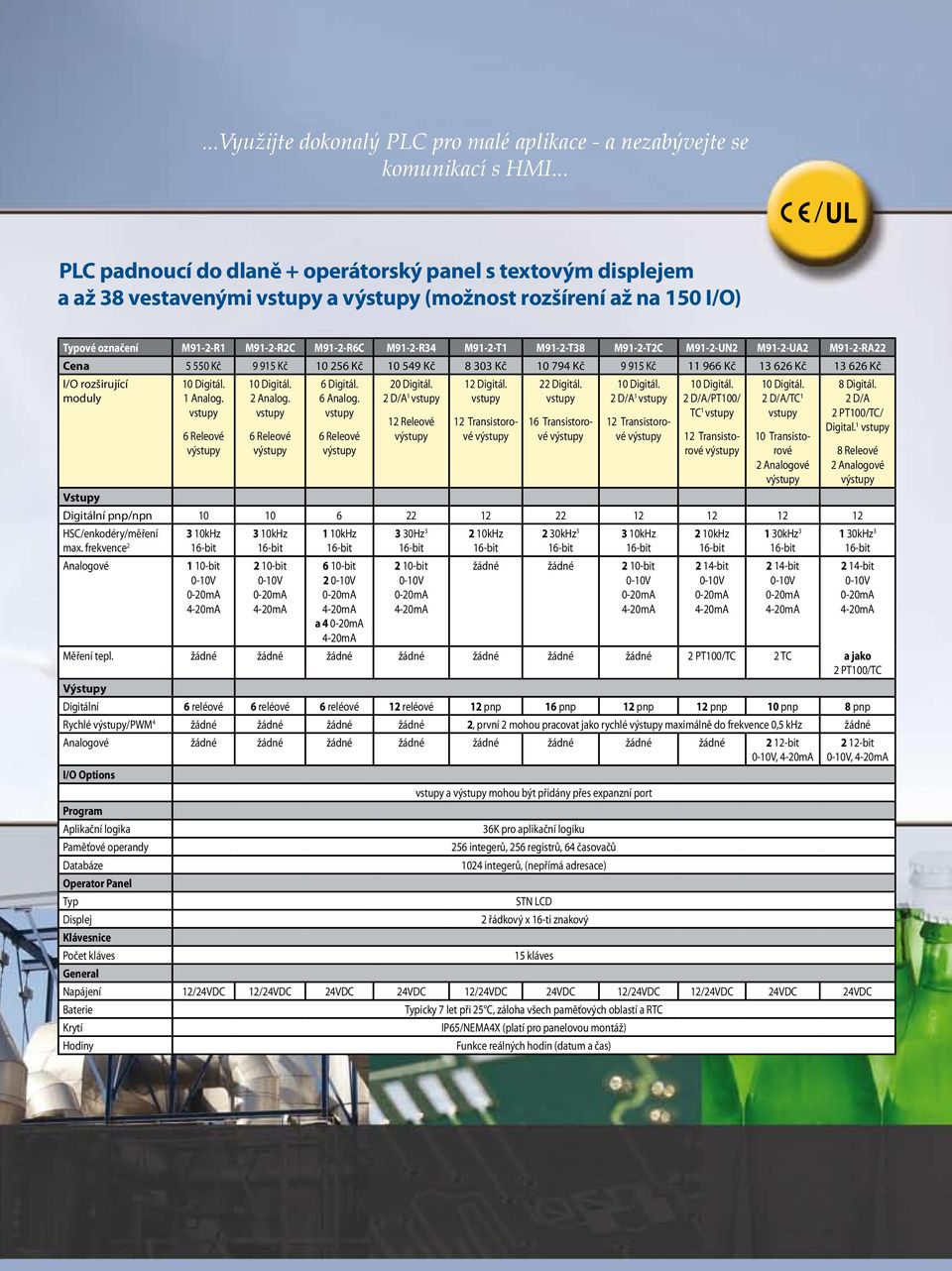 M91-2-T2C M91-2-UN2 M91-2-UA2 M91-2-RA22 Cena 5 550 Kč 9 915 Kč 10 256 Kč 10 549 Kč 8 303 Kč 10 794 Kč 9 915 Kč 11 966 Kč 13 626 Kč 13 626 Kč I/O rozširující moduly 10 Digitál. 1 Analog.